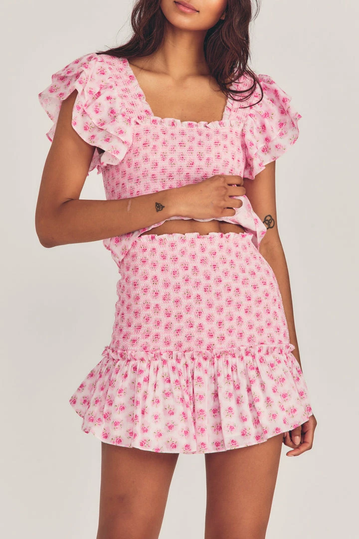 LoveShackFancy Roux Mini Skirt - PINK DIVINE Skirts 3 LoveShackFancy Roux Mini Skirt - PINK DIVINE Skirts