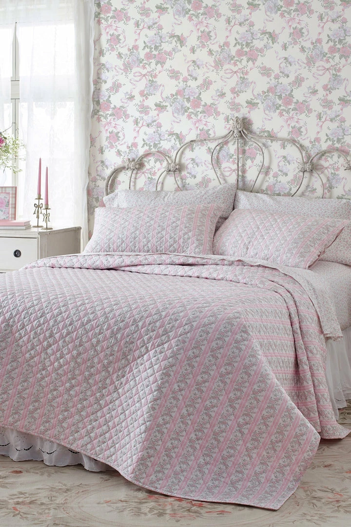 LSF Cabbage Rose Bow Wallpaper Home Decor 4 LSF Cabbage Rose Bow Wallpaper Home Decor