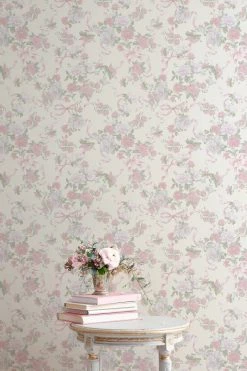 LSF Cabbage Rose Bow Wallpaper Home Decor 8 LSF Cabbage Rose Bow Wallpaper Home Decor