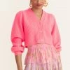 LoveShackFancy Avignon Cropped Cardigan Sweater - SUNSET CORAL 2 LoveShackFancy Avignon Cropped Cardigan Sweater - SUNSET CORAL