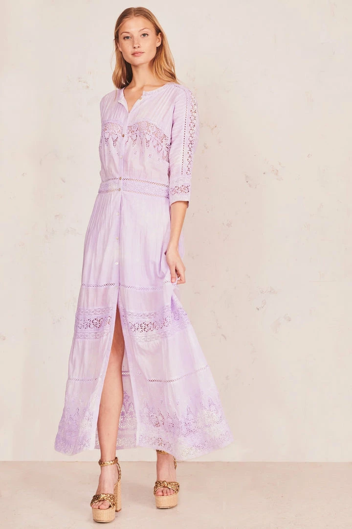 LoveShackFancy Dresses Beth Dress - VIOLET SPLASH HAND DYE 3 LoveShackFancy Dresses Beth Dress - VIOLET SPLASH HAND DYE