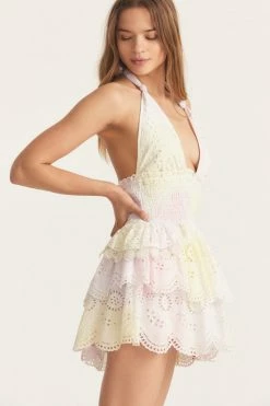 LoveShackFancy Deanna Halter Mini Dress