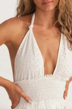 LoveShackFancy Deanna Halter Mini Dress