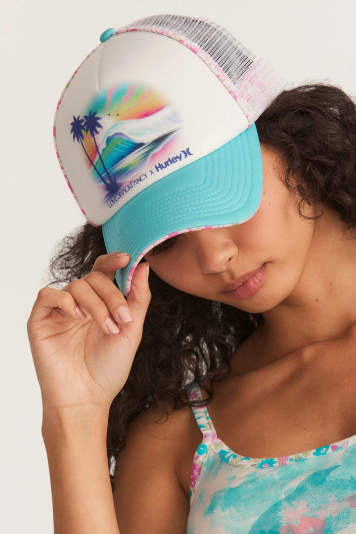 LSF The Vacation Edit LoveShackFancy X Hurley Coastal Trucker Hat - TURQUOISE 3 LSF The Vacation Edit LoveShackFancy X Hurley Coastal Trucker Hat - TURQUOISE
