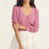 LoveShackFancy Janie Cropped Cardigan - WILD BERRY Tops