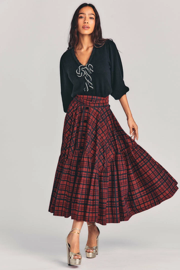 LoveShackFancy Bissett Plaid Midi Skirt Skirts 3 LoveShackFancy Bissett Plaid Midi Skirt Skirts