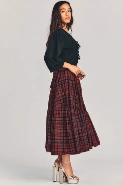 LoveShackFancy Bissett Plaid Midi Skirt Skirts 8 LoveShackFancy Bissett Plaid Midi Skirt Skirts
