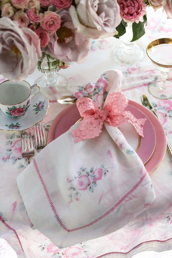 LoveShackFancy Tablescape Linen Napkin Set - PINK MINT 3 LoveShackFancy Tablescape Linen Napkin Set - PINK MINT