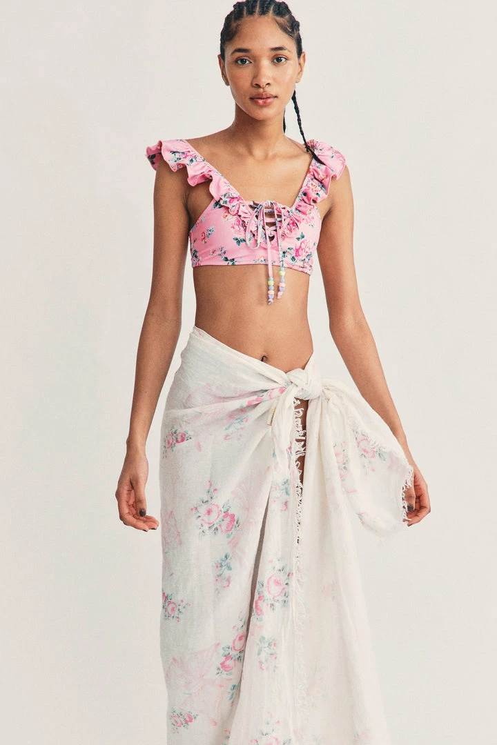 LoveShackFancy Rosa Beaux Linen Beach Throw 4 LoveShackFancy Rosa Beaux Linen Beach Throw